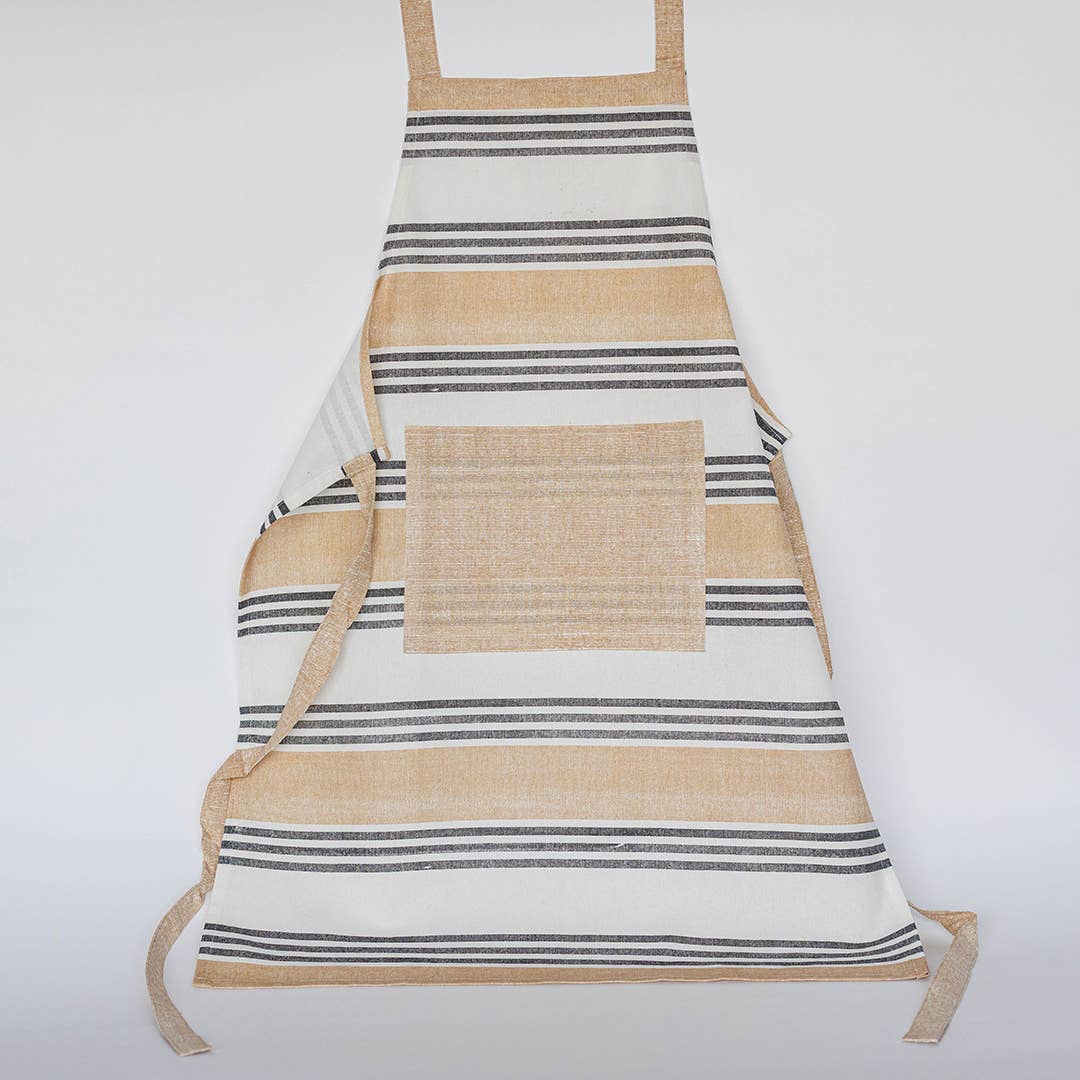 Apron In Printed Cotton With Pocket, Beige