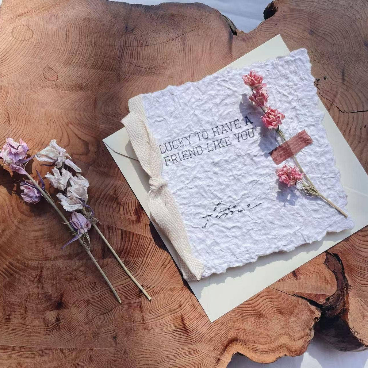 Free Spirit Larkspur Botanical Card with Real Flowers