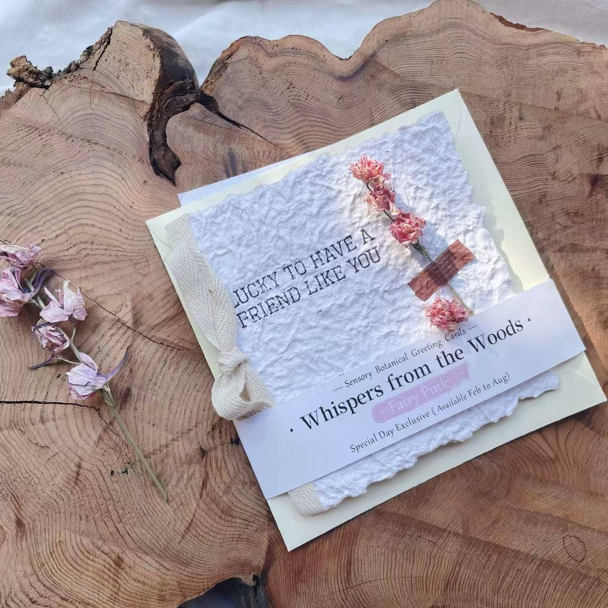Free Spirit Larkspur Botanical Card with Real Flowers