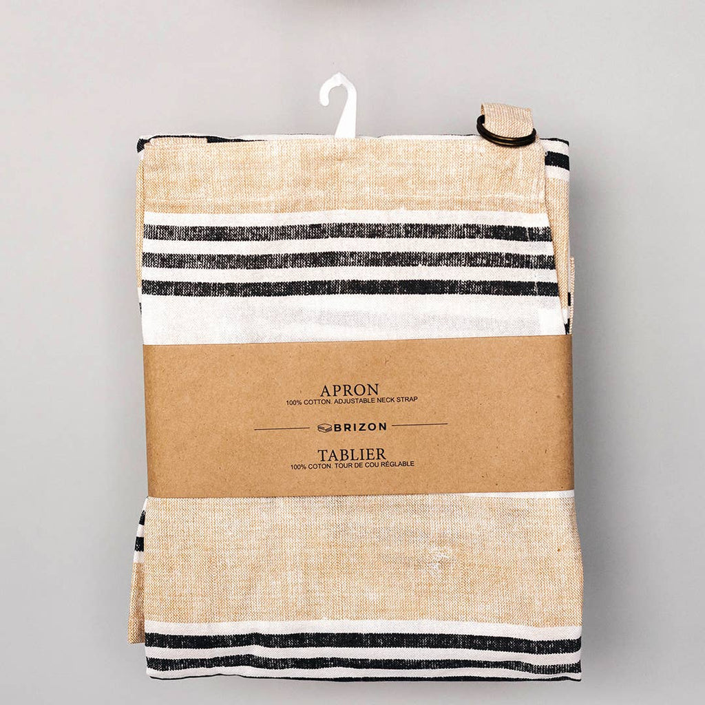 Apron In Printed Cotton With Pocket, Beige