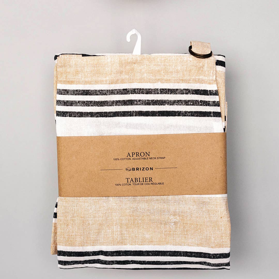 Apron In Printed Cotton With Pocket, Beige
