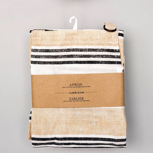 Apron In Printed Cotton With Pocket, Beige