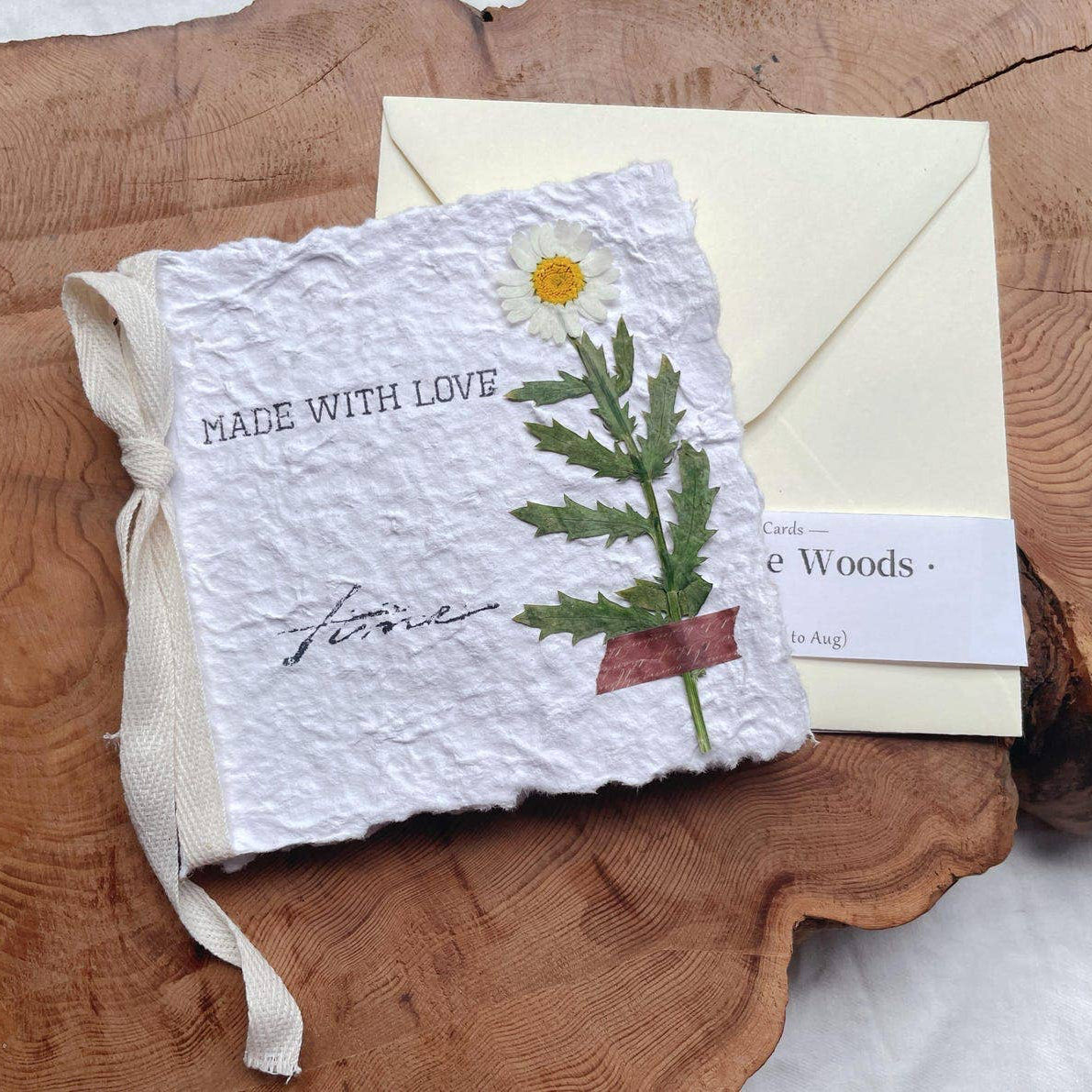 Large Pure Heart Handmade Daisy Thank You Card