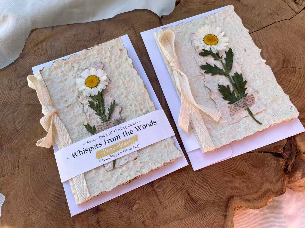Pure Heart Handmade Sensory Dried Daisy Greeting Card