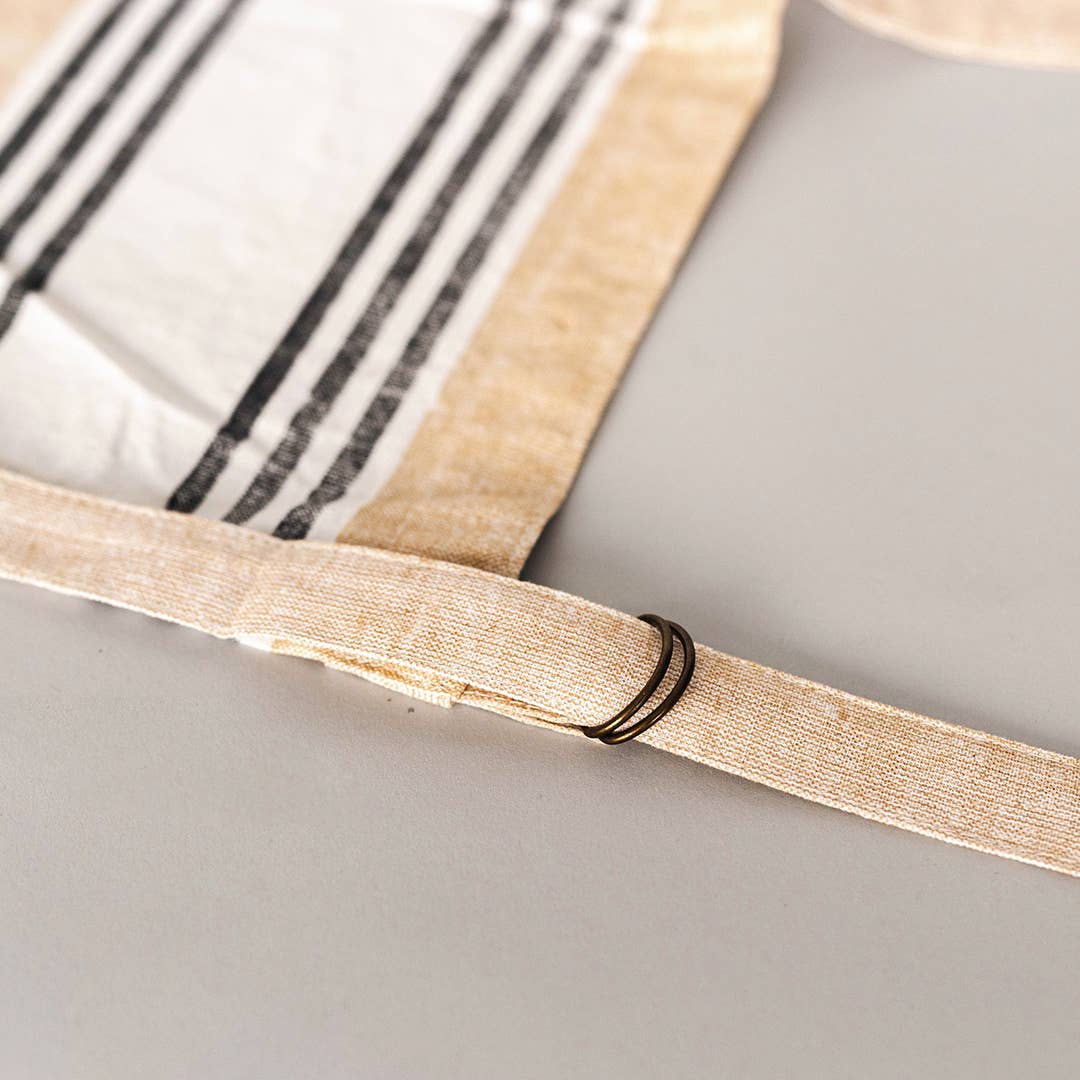 Apron In Printed Cotton With Pocket, Beige