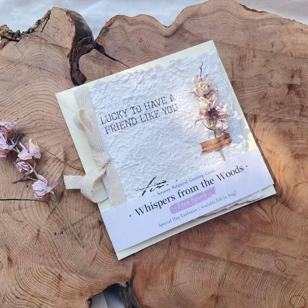 Free Spirit Larkspur Botanical Card with Real Flowers