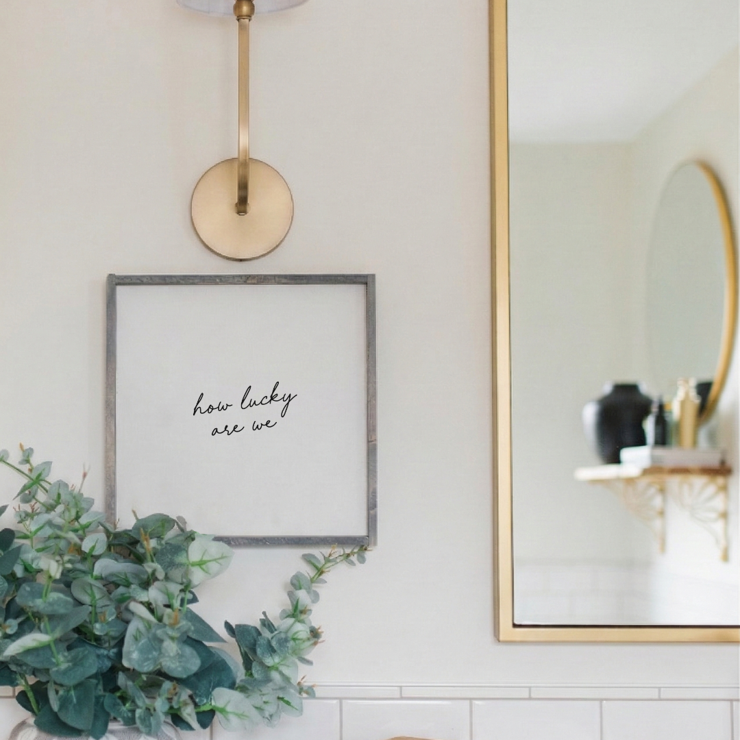 How Lucky Are We Framed Wall Art - Neutral Modern Wall Decor