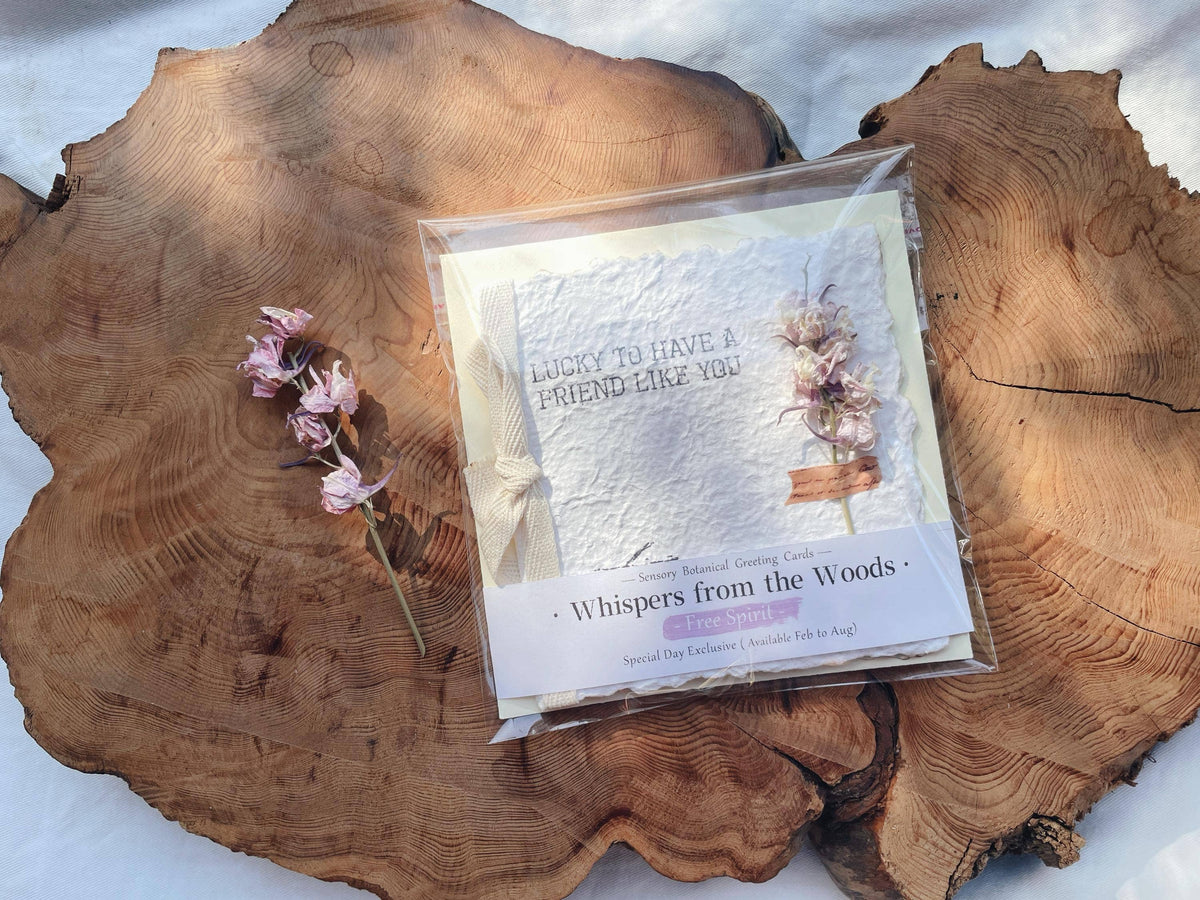 Free Spirit Larkspur Botanical Card with Real Flowers