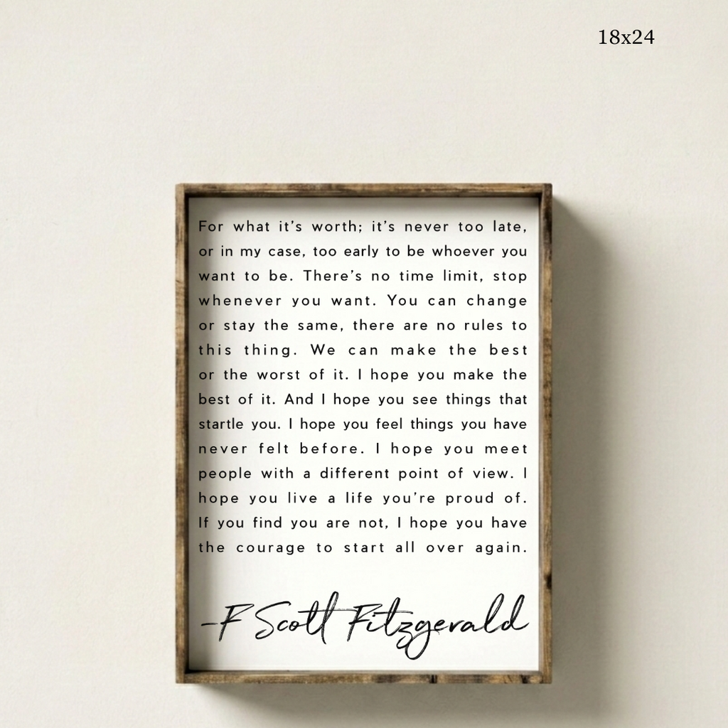 F. Scott Fitzgerald Quote Framed Print – Inspirational Art