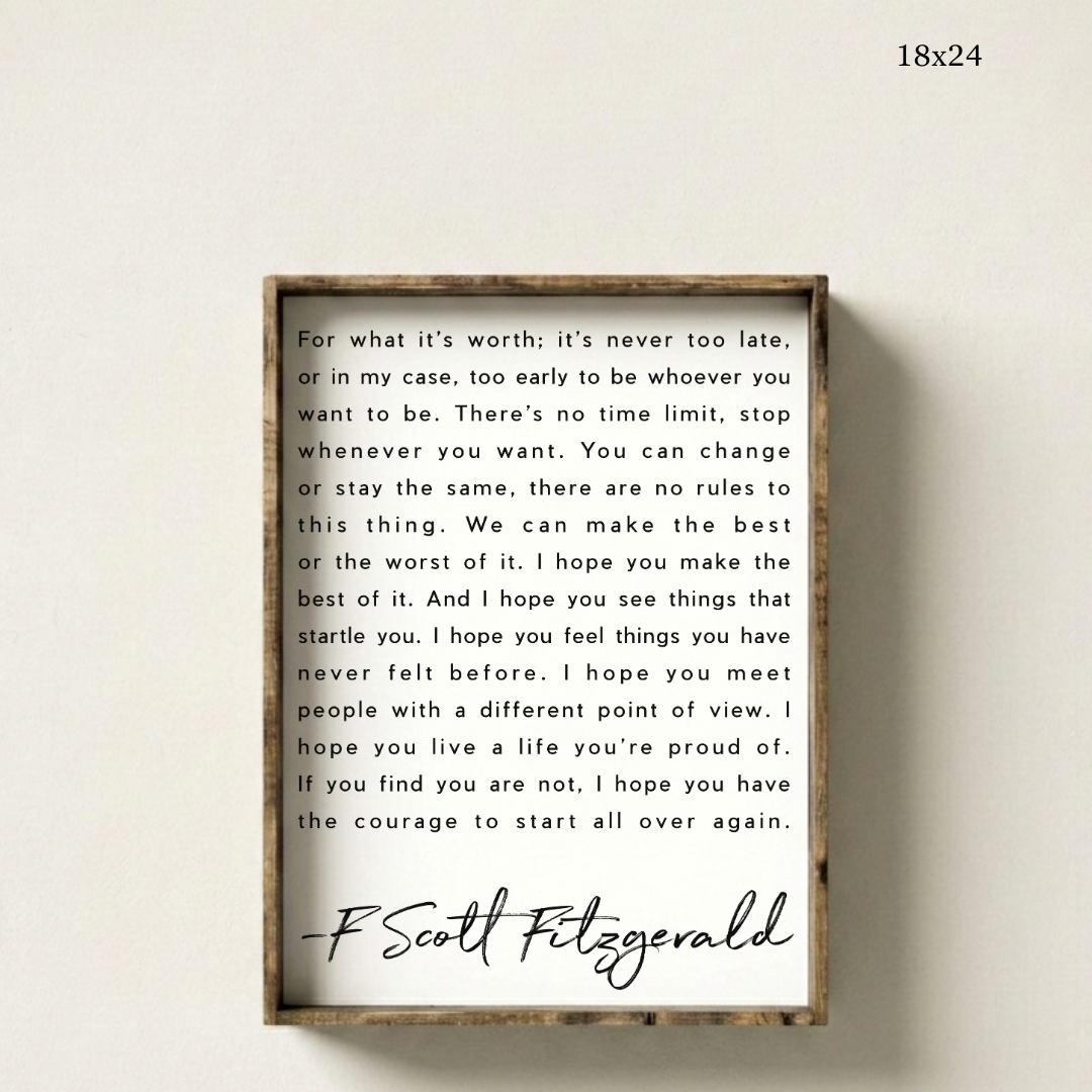 F. Scott Fitzgerald Quote Framed Print – Inspirational Art