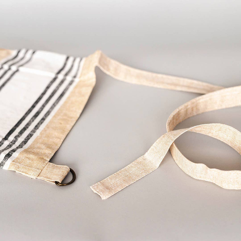 Apron In Printed Cotton With Pocket, Beige