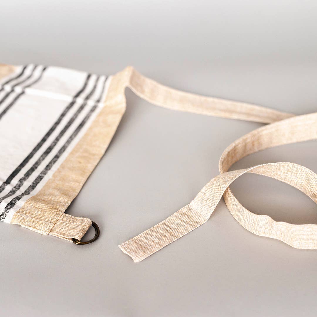 Apron In Printed Cotton With Pocket, Beige