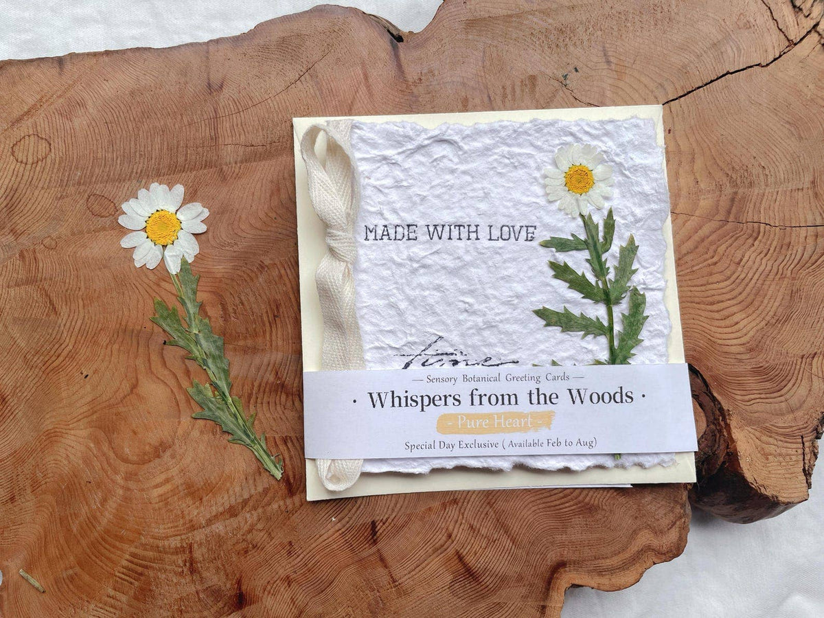 Large Pure Heart Handmade Daisy Thank You Card